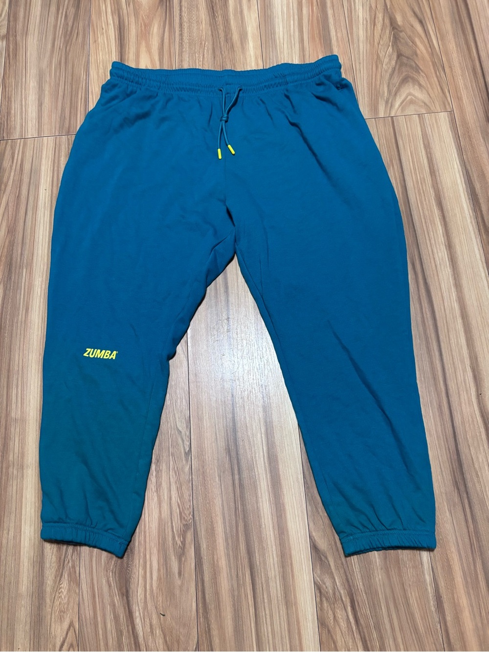 Zumba Fitness women’s Teal Sweatpants with Yellow Logo Accents size XXL